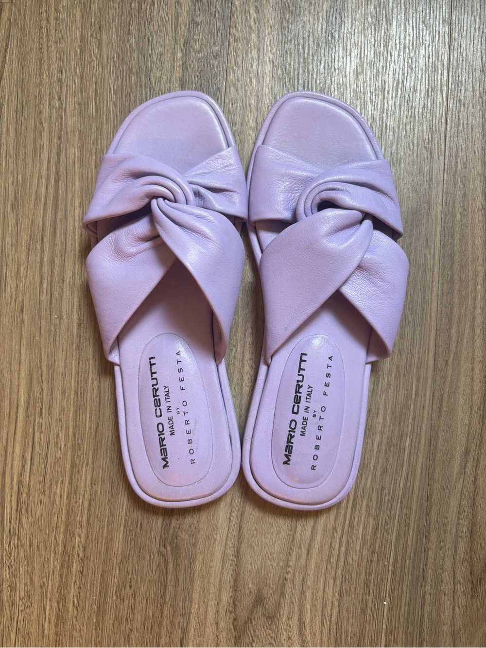 Roberto Festa Genuine Leather Slide Sandals, Lilac